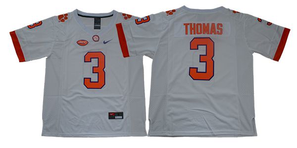 Men Clemson Tigers 3 Thomas White Nike NCAA Jerseys